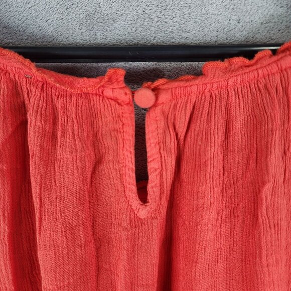 Women's Orange Chico's Blouse Top Cold Shoulder 3/4 Sleeve Round Neck Size 3 - Picture 9 of 12
